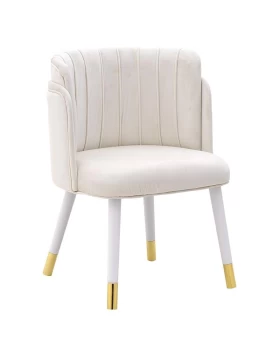 Καρέκλα Βελούδινη Εκρού/Λευκή 3-50-588-0038