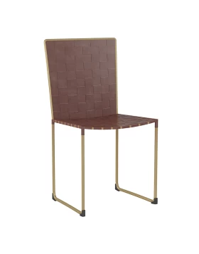 Καρέκλα Μεταλλική/Δερμάτινη Καφέ/Χρυσή 3-50-552-0002
