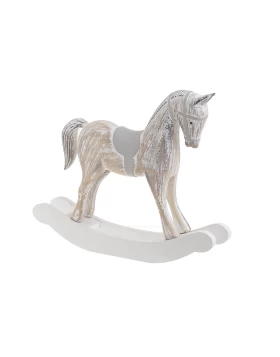 Άλογο Κουνιστό Ξύλινο Αντικέ Μπεζ/Λευκό 3-70-686-0038