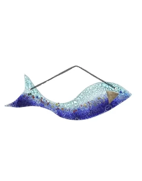 Διακοσμητικό Τοίχου Ψάρι Γυάλινο Μπλε 3-70-344-0027