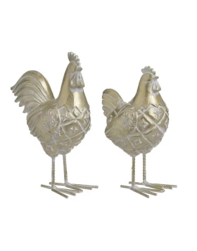S/2 Κότα/Κόκκορας Polyresin Λευκός/Χρυσός 3-70-942-0032