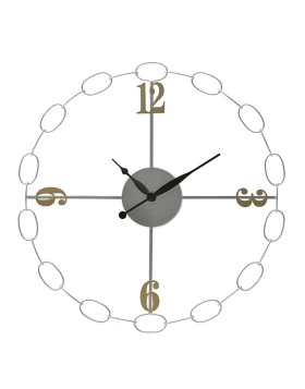 Ρολόι Τοίχου Αλυσίδα Μεταλλικό Ασημί 3-20-465-0012