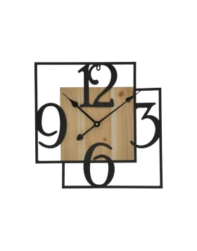 Ρολόι Τοίχου Μεταλλικό/Ξύλινο Μαύρο/Natural 3-20-977-0310