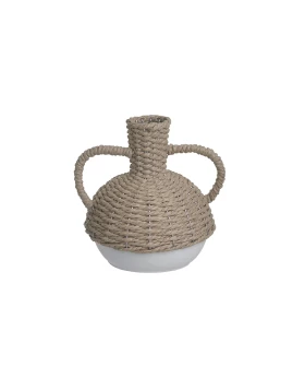 Βάζο Κεραμικό/Ψάθινο Λευκό/Natural 3-70-739-0120