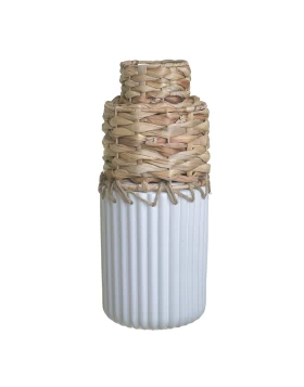 Βάζο Κεραμικό/Ξύλινο Λευκό/Natural 3-70-739-0128