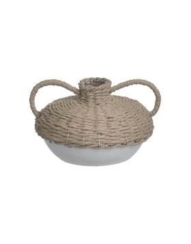Βάζο Κεραμικό/Ψάθινο Λευκό/Natural 3-70-739-0122