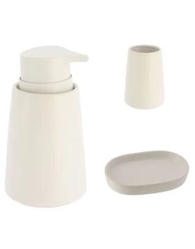 S/3 Σετ μπάνιου Stoneware Λευκό Eurocasa 6214