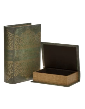 S/2 Κουτί/Βιβλίο PU Πράσινο/Χρυσό 3-70-106-0086