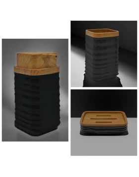 S/3 Σετ Μπάνιου Πλαστικό/Bamboo SL992 Μαύρο