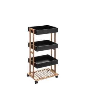 Επιδαπέδια Ραφιέρα Tρόλευ 4οροφη Mαύρη 41x31x88cm 07.160850A