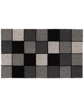 Ποδόμακτρο Εξώπορτας Kοκοφοίνικα PVC σχ.checked gray 45X75cm 05.140581138