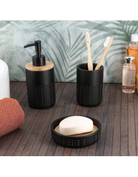 S/3 Ντισπένσερ Ποτηροθήκη Σαπουνοθήκη Polyresin Eurocasa 6462