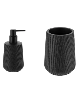 S/2 Σετ Μπάνιου Polyresin Wood Effect Μαύρο 06.62203103