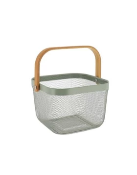 Καλάθι Μεταλλικό Χακί με Bamboo Χέρι 06.8860143
