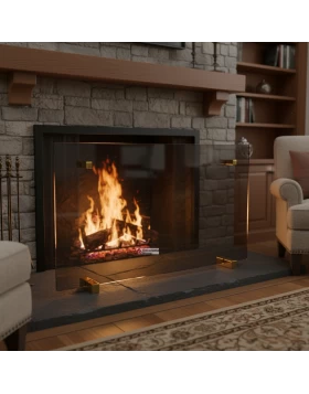 Κάλυψη Τζακιού Γυάλινη Super Silver 90x50 Decorama 802 – Προστατευτικό Τζάμι Καθρέπτης με Μεταλλικά Ποδαράκια & Πομολάκια Όρο Ματ