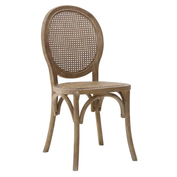 Καρέκλα Ξύλινη με Ραττάν  Αντικέ Καφέ 3-50-597-0061