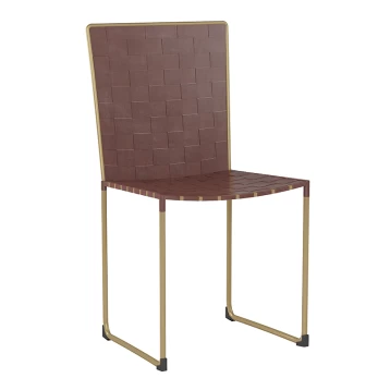 Καρέκλα Μεταλλική/Δερμάτινη Καφέ/Χρυσή 3-50-552-0002