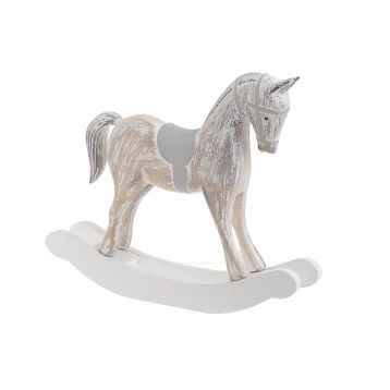 Άλογο Κουνιστό Ξύλινο Αντικέ Μπεζ/Λευκό 3-70-686-0038