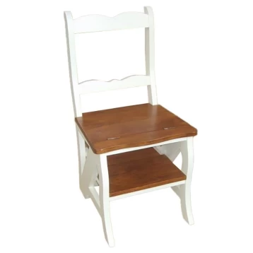 Καρέκλα/Σκάλα Ξύλινη Λευκή/Natural 3-50-092-0137