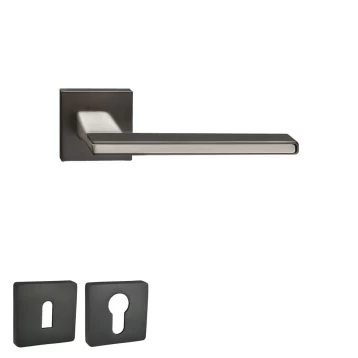 Πόμολο πόρτας με ροζέτα Inox Matt-Μαύρο Ματ 89243