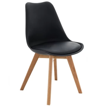 Καρέκλα Μαύρη Πλαστικη Με Ξυλινα Πόδια  3-50-340-0017