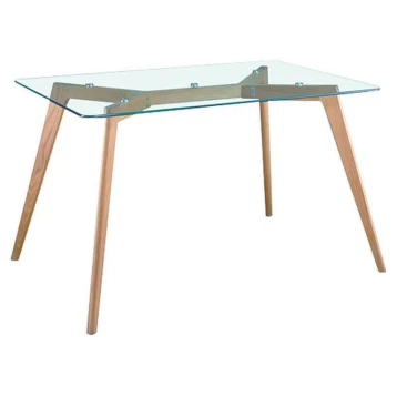 Τραπέζι γυάλινο με ξύλινα πόδια 3-50-994-0016