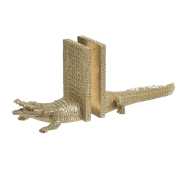S/2 Βιβλιοστάτης Κροκόδειλος Polyresin Χρυσός 3-70-772-0063