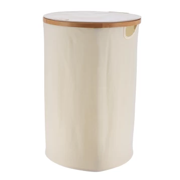 Καλάθι Απλύτων Πτυσσόμενο Λευκό με Καπάκι Polyester/Bamboo 8450