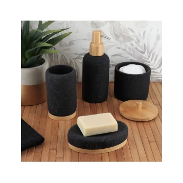 S/4 Σετ μπάνιου Polyresin Σαγρέ/Bamboo Μαύρο 06.62161103