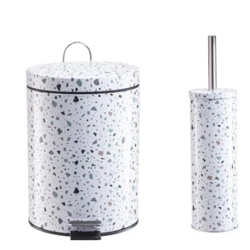 S/2 Χαρτοδοχείο-Πιγκάλ Terrazzo Soft Close Λευκό 5lt 003302375