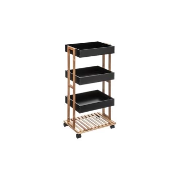 Επιδαπέδια Ραφιέρα Tρόλευ 4οροφη Mαύρη 41x31x88cm 07.160850A
