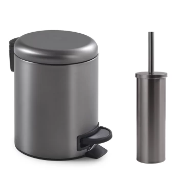 Χαρτοδοχείο- Πιγκάλ 5Lt Soft Close Gun Metal Gedy Potty-Flip 3309-5233-81