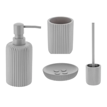 S/4 Σετ μπάνιου Polyresin Ανοιχτό Γκρι Eurocasa 6041